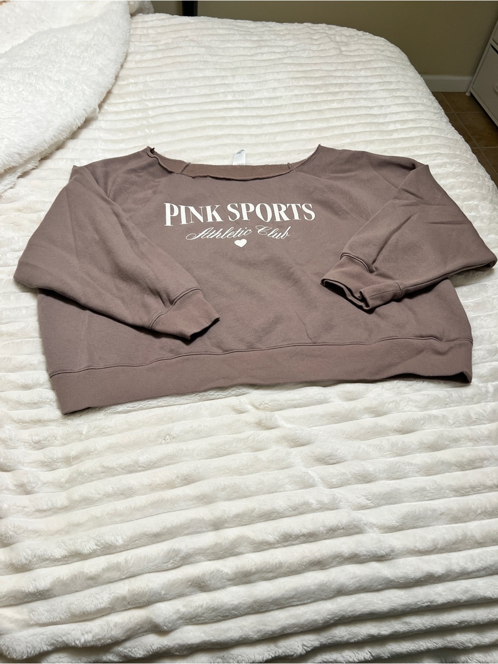 Pink by Victoria Secret Athletic Club Mauve Cropped Sweatshirt & off shoulder